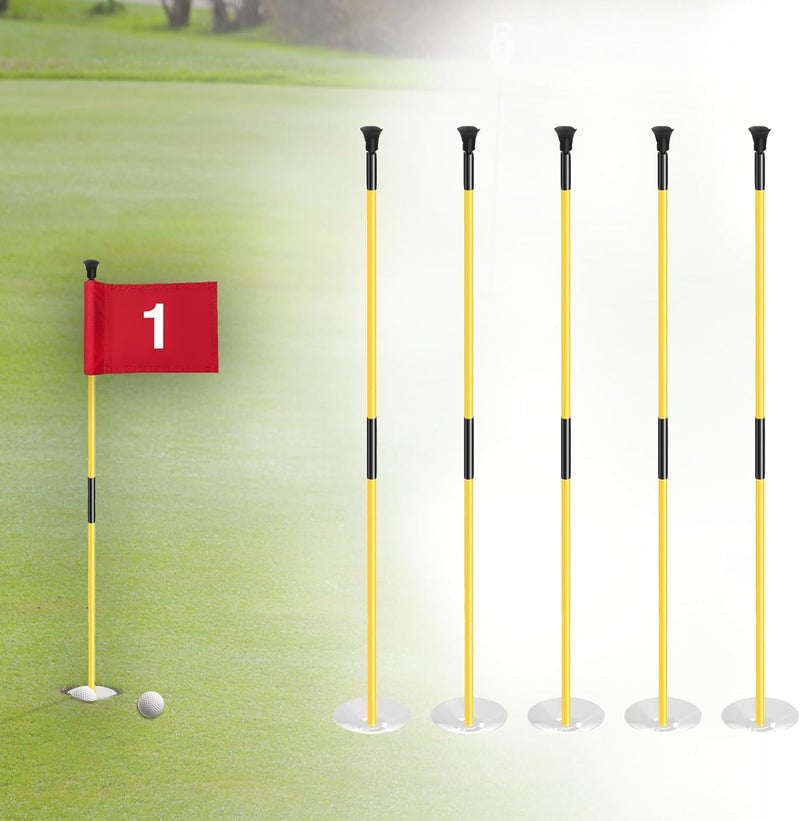 asdmm Golf Flagstick with Ball Retrieval Base - Portable Putting Green Flag Stick for Yard, Practice Green, Club, Driving Range, 3FT Height, 5 Pcs - Image 1